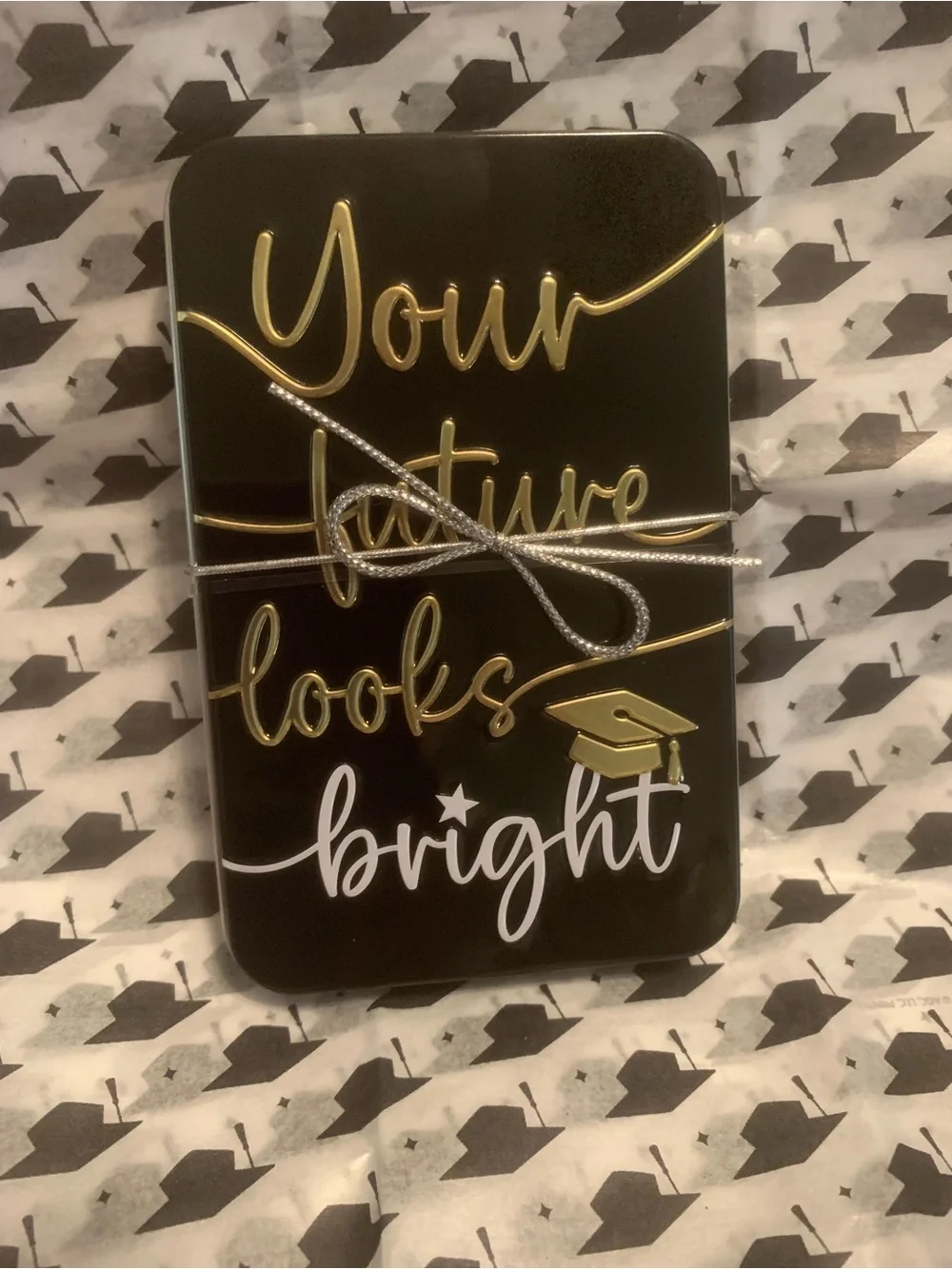 'Your Future Looks Bright' Black Graduation Gift Tin